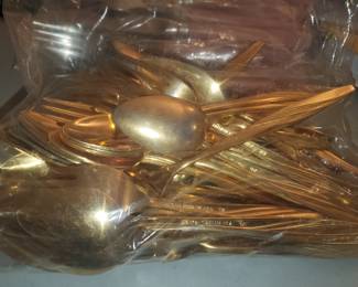 Approx 40-piece gold flatware