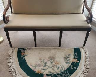 (1) of (2) half-circle plush carved rugs...