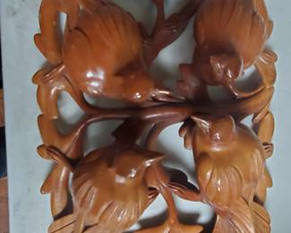 This stunning wood-carved raised relief piece is approx 5' x 8'