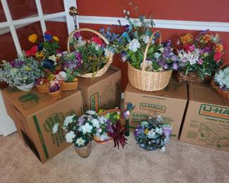 Large array of silk flowers...sold 'per stem' if not a bouquet. 