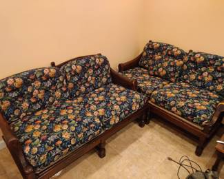 (2) Wood framed settee's 