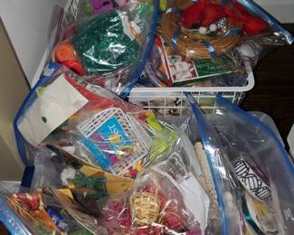 Misc ribbons, candles, small toys