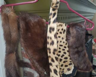Several mink/leopard collars 