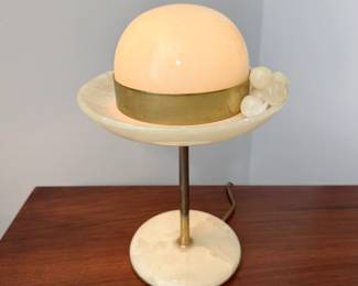 1970's Italian Alabaster Hat Form Table Lamp