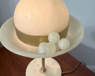 1970's Italian Alabaster Hat Form Table Lamp