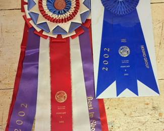 2002 American Kennel Club "AKC" and St. Joseph Kennel Club ribbons