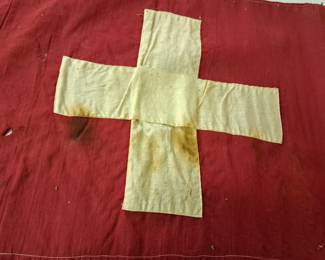 Much antiques, collectibles and primitives. Swiss flag
