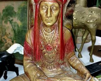 Much MCM items. Vintage 1960's American Indian chalkware