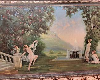 Much framed artwork.  Vintage to modern framed prints, oils and watercolors. 1926 framed R. Atkinson Fox print