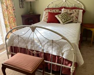 Vintage iron bed, fits full or queen size mattress