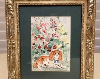 MSS081 Framed & Matted Original Watercolor Painting Of A Dog
