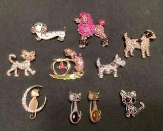 MSS036 Ten Dog & Cat Brooches
