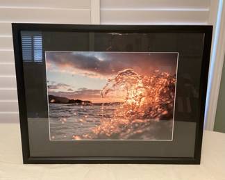 MSS193 Framed Art Photo Of A Breaking Wave At Sunset
