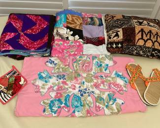 MSS229 Vintage Hawaiian Patchwork Quilt Blankets, Pillow, House Slippers & More!