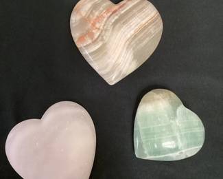 MSS103 Three Large Polished Stone Hearts