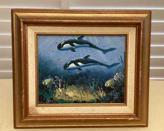 MSS086 Framed & Matted Original Sealife Painting 