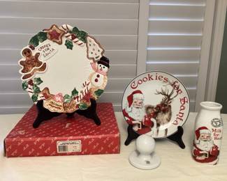 MSS110 Fitz & Floyd Cookies For Santa Ceramic Dishes