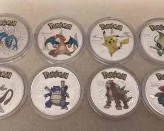 MSS180 Eight Silver Toned Pokémon Souvenir Coins New