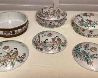 MSS027 Antique? Chinese Porcelain Serving Bowls With Lids