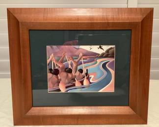 MSS167 Koa Framed Picture Of Paddlers
