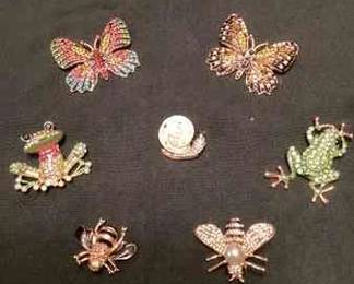 MSS040 Seven Frog & Bug Brooches 