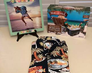 MSS095 Jimmy Buffet Vinyl Record & Margaritaville Aloha Shirt & Cooler Speaker
