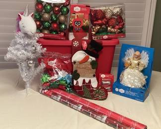 MSS048 Storage Bin Of Fabulous Christmas Decor & Gift Wrap New