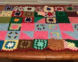 MSS144 Handmade Granny Square Knit Blanket New