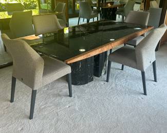 Saloni Art of Furniture Marble Top Dining Table with 4-chairs