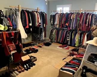 adult clothes, shoes, formal dresses