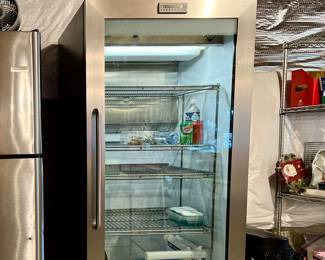 Frigidaire Commercial Refrigerator 19.5 Cubic Feet.  NSF Energy Star; Stainless Steel Glass Single Door  with Interior Light.  32” Wide x 75” High x 28” Deep.