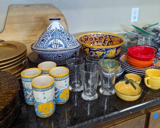 Glass and wood chargers