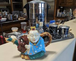 Deco coffee service and Minton tea pot