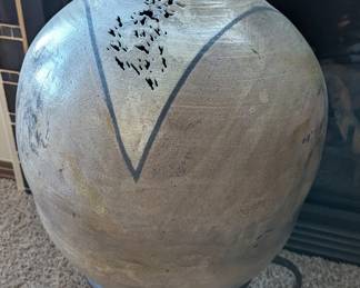 Signed large jar on stand