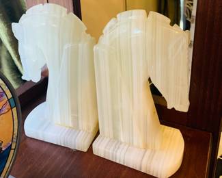 Marble Horse Bookends