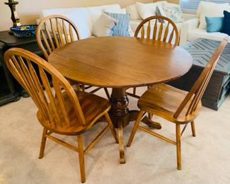 2 of 2 Oak Round Table w/4 Chairs