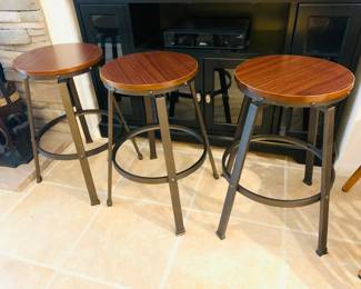 (3) Barstools with Metal Base