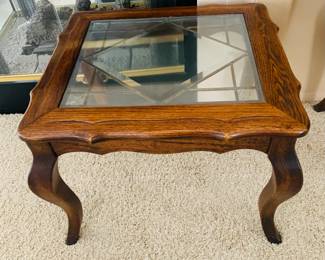 Oak /Glass End Table