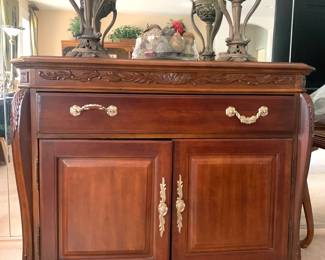 Beautiful Carved Buffet Cabinet w/Flatware Drawer