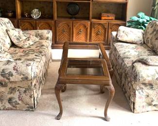 (2) Floral Loveseats / Square Coffee Table & End Table