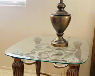 2 of 2 Glass Top End Table & Table Lamp