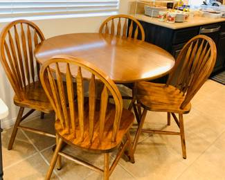 1 of 2 Oak Round Table w/4 Chairs