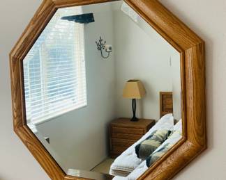 Octagonal Oak Wall Mirror