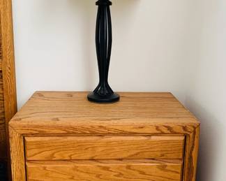Two Drawer Oak Nightstand 