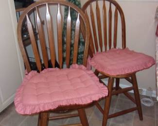 Pair Wooden Bar Stools