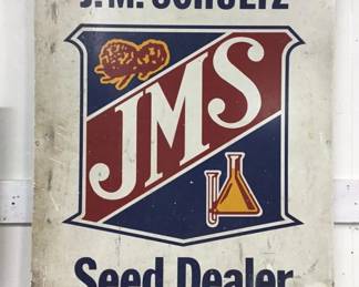 Vintage Metal Double-Sided Feed Dealer Sign