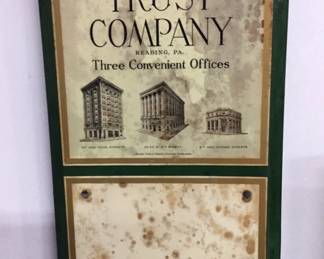 Vintage Porcelain Bank Calendar Sign- Pennsylvania