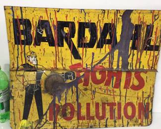 Antique Tin POLLUTION Sign- California