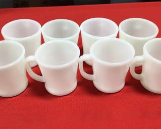(8) Vintage FIRE KING Milk Glass Coffee Mugs