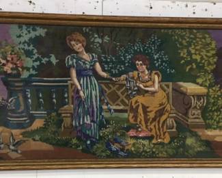 Vintage Needlepoint Framed Picture